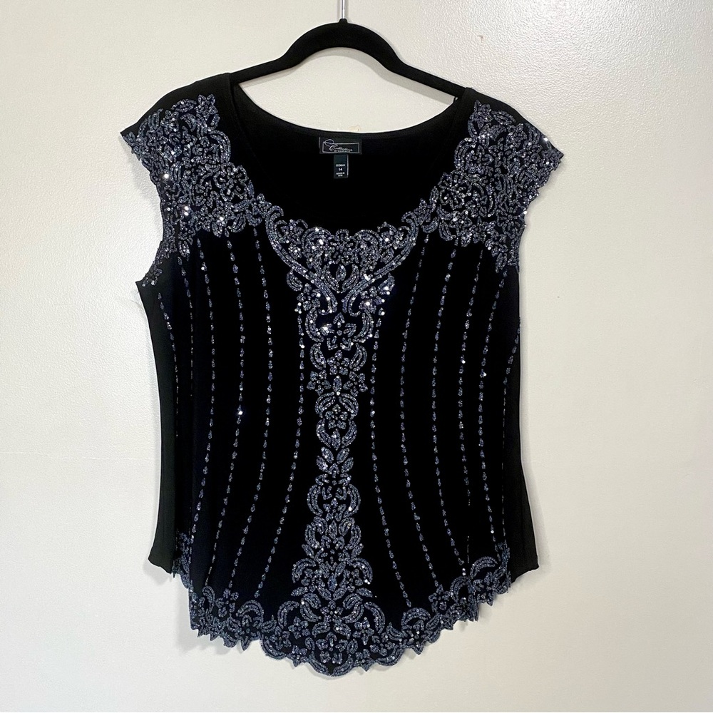 Collection Dressbarn black and silver special occasion top.